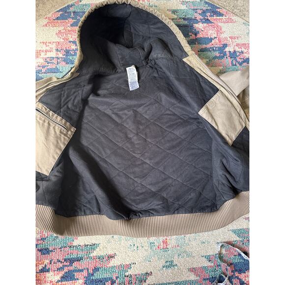 Carhartt Beige Distressed Hooded Jacket 2XL - Picture 10 of 10